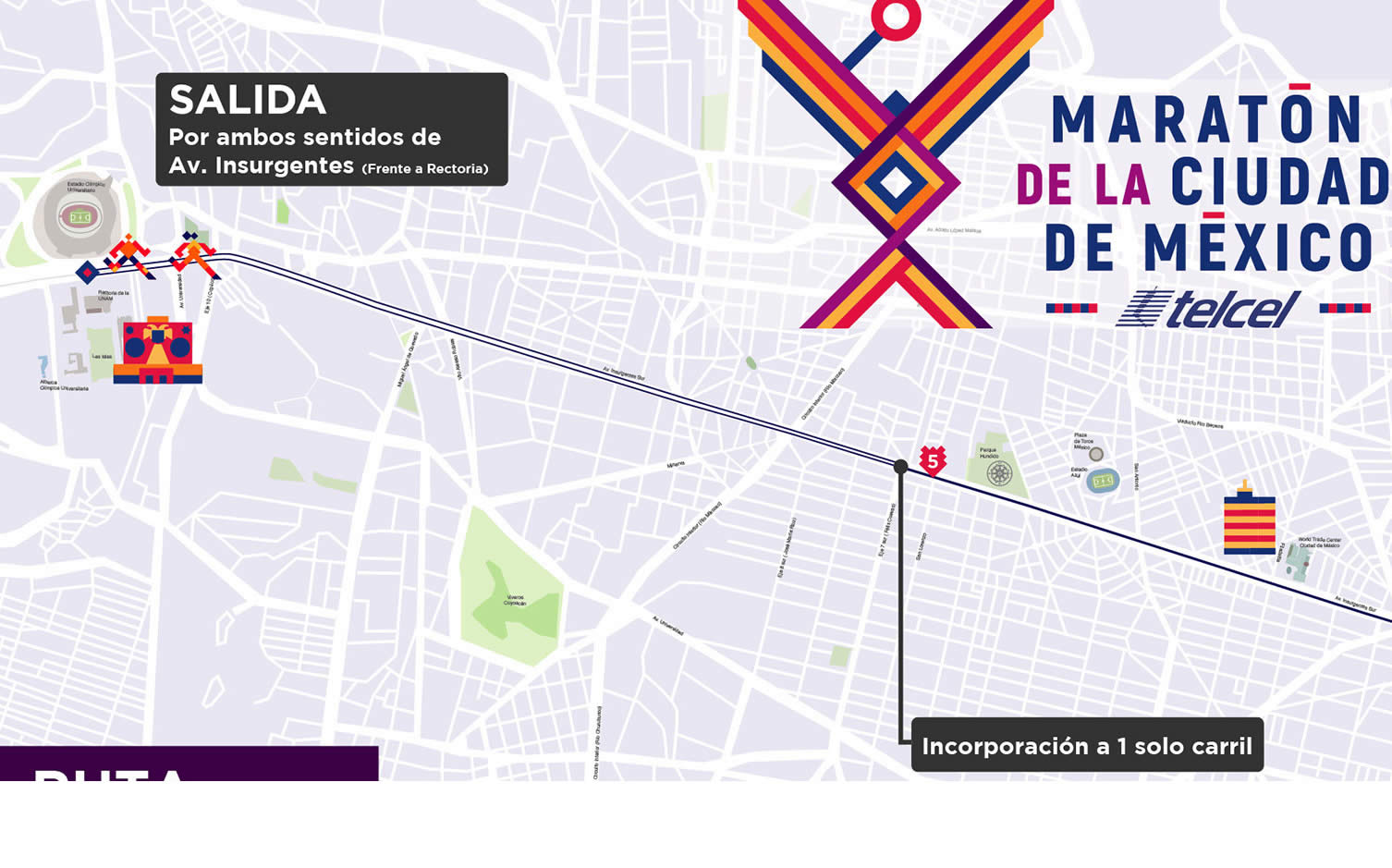 1 ruta maratón de la ciudad de México hasta kilómetro 5